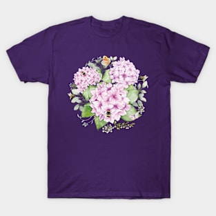 Sweet As Can Bee with Hydrangea Flora Watercolor Illustration No Lettering T-Shirt